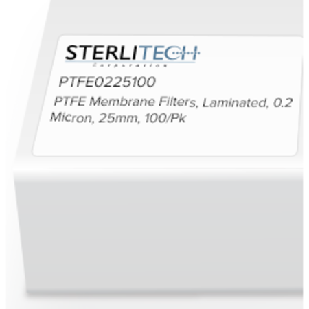 STERLITECH PTFE Laminated Membrane Filters, 0.2 Micron, 25mm, PK100 PTFE0225100